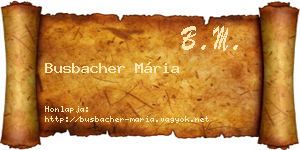 Busbacher Mária névjegykártya